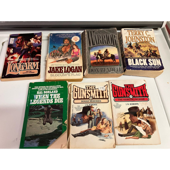 Western Vintage Book Lot of 7 70s 80s  Multiple Authors Slocum Gunsmith Borland - Picture 1 of 15